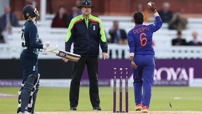 Deepti Sharma runs out of Charlotte Dean during India vs England Lord's ODI (Twitter) Deepti Sharma runs out of Charlotte Dean during India vs England Lord's ODI (Twitter)