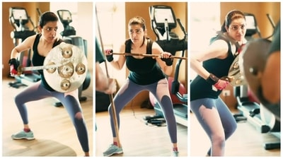 Kajal Aggarwal practising Kalaripayattu. Kajal Aggarwal practising Kalaripayattu.