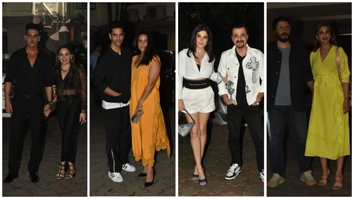 Zayed Khan with wife, Angad Bedi and Neha Dhupia, Maheep and Sanjay Kapoor, Goldie Behl and Sonali Bendre at Chunky Panday's birthday bash. (Varinder Chawla) Zayed Khan with wife, Angad Bedi and Neha Dhupia, Maheep and Sanjay Kapoor, Goldie Behl and Sonali Bendre at Chunky Panday's birthday bash. (Varinder Chawla)