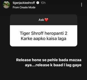 Tiger Shroff reacted to a fan's question about Heropanti 2. Tiger Shroff reacted to a fan's question about Heropanti 2. 