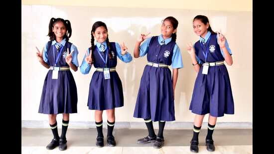 The four girls studying in class 6 at St Joseph’s College with their education being sponsored by NTPC. (HT) The four girls studying in class 6 at St Joseph’s College with their education being sponsored by NTPC. (HT)