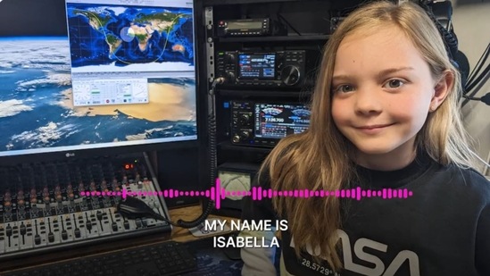 The image shows Isabella who connected with a Nasa astronaut aboard ISS using her father's ham radio.&nbsp;(Twitter/@ISS_Research)