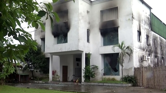 The Vanantara resort of Rishikesh was allegedly set fire by angry locals on Saturday. The government ordered the demolition of the resort on Friday night.&nbsp;(ANI)