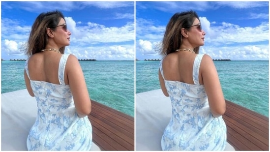 Hina’s sleeveless dress featured corset details and hugged her shape perfectly, showing off her curves.(Instagram/@realhinakhan)