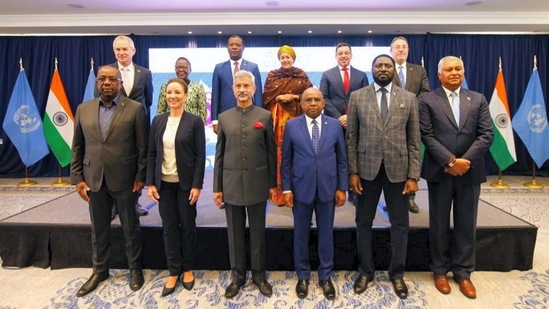 External Affairs Minister S Jaishankar with world leaders during UNGA summit. (PTI) External Affairs Minister S Jaishankar with world leaders during UNGA summit. (PTI)