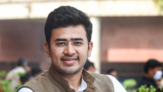 Tejasvi Surya also asked the union government to consider developing a high-speed rail corridor connecting Bengaluru and Hubbali.(PTI Photo)