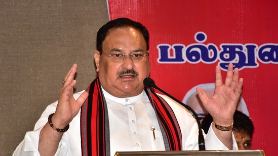 BJP National president JP Nadda addresses meeting.(PTI file) BJP National president JP Nadda addresses meeting.(PTI file)