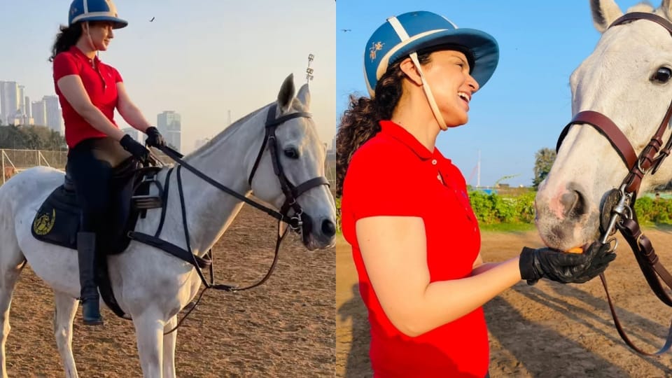 Kangana Ranaut shared new photos from her horse-riding session on Instagram. Kangana Ranaut shared new photos from her horse-riding session on Instagram. 