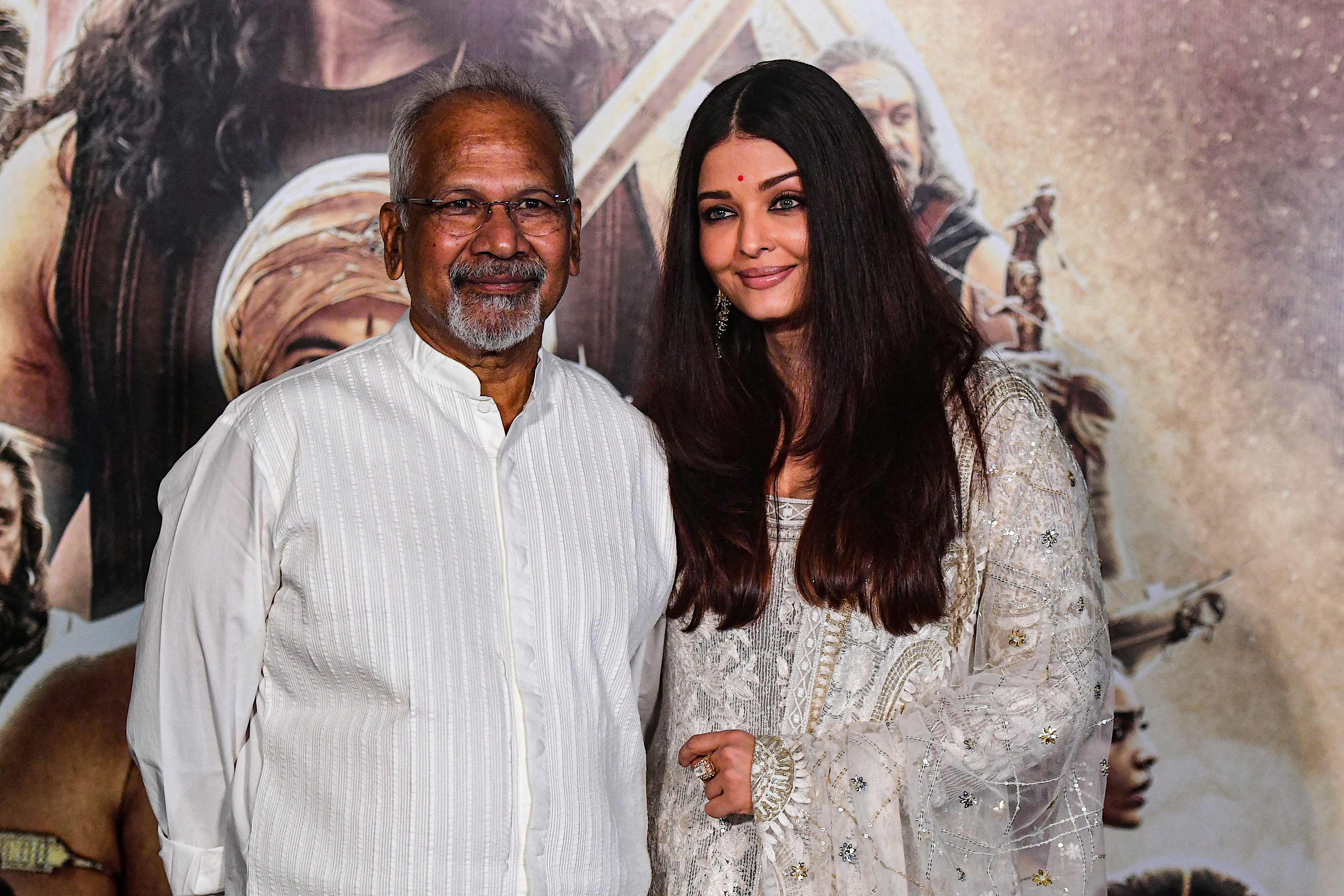 Ponniyin Selvan: I director, screenwriter and producer Mani Ratnam poses for pictures with Aishwarya Rai in Mumbai. (AFP) Ponniyin Selvan: I director, screenwriter and producer Mani Ratnam poses for pictures with Aishwarya Rai in Mumbai. (AFP)