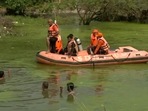 Rescue operation underway by SDRF personnel. (ANI Twitter) Rescue operation underway by SDRF personnel. (ANI Twitter)