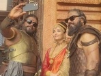 Aishwarya Rai with R Prathiban and others on sets of Ponniyin Selvan I. Aishwarya Rai with R Prathiban and others on sets of Ponniyin Selvan I.
