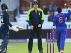 Charlie Dean of England reacts after being run out by Deepti Sharma of India(Getty) Charlie Dean of England reacts after being run out by Deepti Sharma of India(Getty)