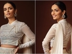 Manushi Chhillar looks ethereal in a white lehenga set. (Instagram) Manushi Chhillar looks ethereal in a white lehenga set. (Instagram)