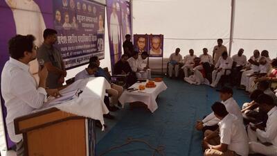 BSP national coordinator Akash Anand holding a meeting with the party’s Rajasthan unit leaders and office bearers in Jaipur on Monday. (SOURCED) BSP national coordinator Akash Anand holding a meeting with the party’s Rajasthan unit leaders and office bearers in Jaipur on Monday. (SOURCED)