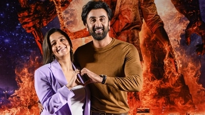 Ranbir Kapoor and Alia Bhatt pose for photos during a press conference for the promotion of their film Brahmastra: Part One - Shiva. Ranbir Kapoor and Alia Bhatt pose for photos during a press conference for the promotion of their film Brahmastra: Part One - Shiva.