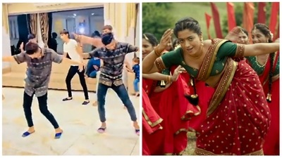 Rashmika Mandanna's famous Saami Saami step is being used in Garba choreography in Gujarat. Rashmika Mandanna's famous Saami Saami step is being used in Garba choreography in Gujarat.