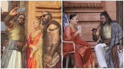 Aishwarya Rai with R Prathiban and others on sets of Ponniyin Selvan I. Aishwarya Rai with R Prathiban and others on sets of Ponniyin Selvan I. 