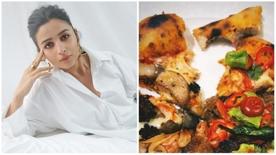 Alia Bhatt relished a pizza on Sunday. Alia Bhatt relished a pizza on Sunday. 