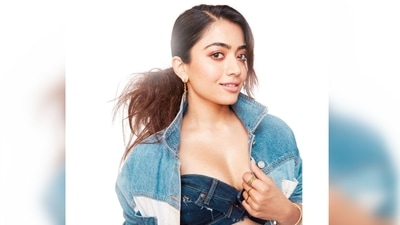 Rashmika Mandanna paired her casual yet uber stylish look with a pair of nude pump stilettoes and minimal jewellery. (Instagram/@rashmika_mandanna)