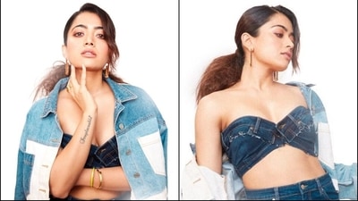 Rashmika Mandanna poses in a denim-on-denim ensemble for a photoshoot. (Instagram) Rashmika Mandanna poses in a denim-on-denim ensemble for a photoshoot. (Instagram)