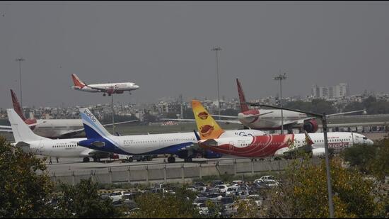 Aircraft at the Delhi airport. (Vipin Kumar/HT PHOTO)