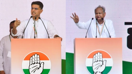 Rajasthan chief minister Ashok Gehlot (right) and former deputy chief minister Sachin Pilot.