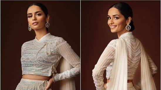 Manushi Chhillar looks ethereal in a white lehenga set.&nbsp;(Instagram)