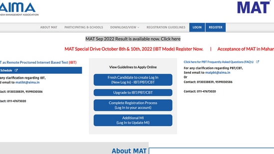 AIMA MAT 2022 September session result out at mat.aima.in