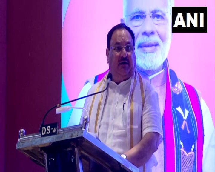 BJP president JP Nadda addresses an event in Kerala on Monday. (ANI Twitter) BJP president JP Nadda addresses an event in Kerala on Monday. (ANI Twitter)