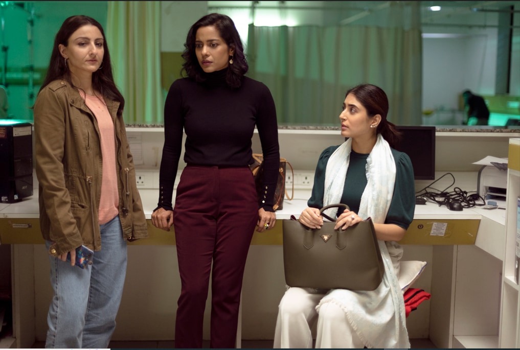 Soha Ali Khan, Kritika Kamra, and Shahana Goswami in a still from Hush Hush.