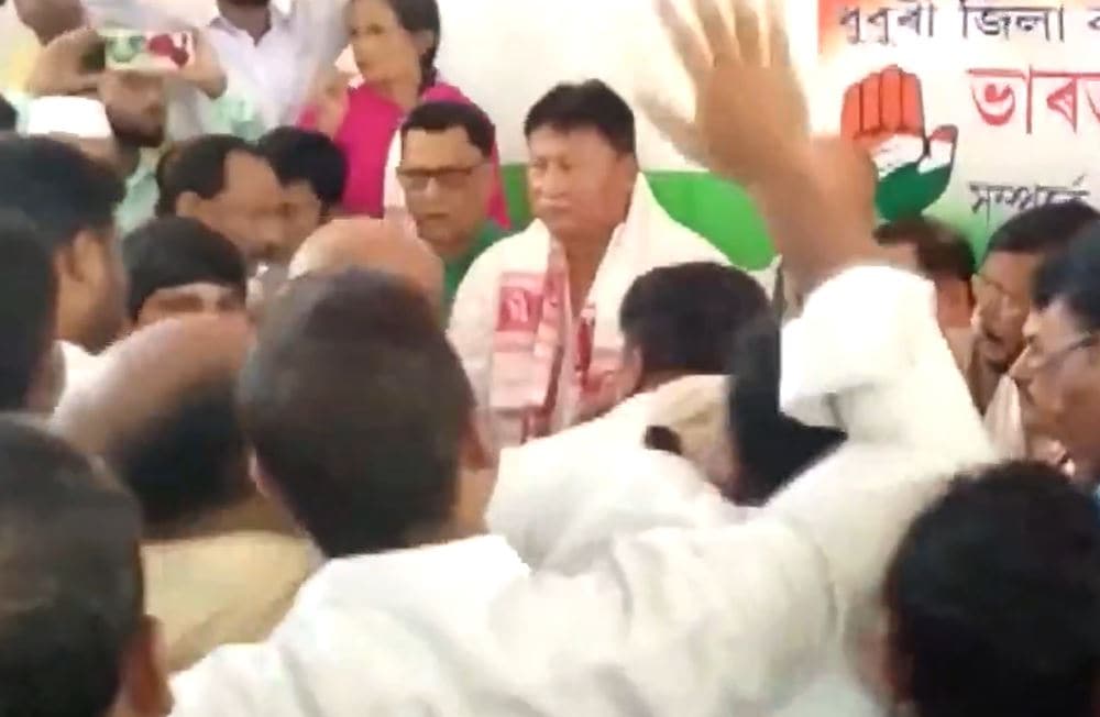 Video grab from the scuffle that broke out in Dhubri, Assam. (ANI Twitter)