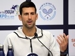 Tennis player Novak Djokovic attends a press conference at the Tel Aviv Watergen Open in the Israeli coastal city(AFP) Tennis player Novak Djokovic attends a press conference at the Tel Aviv Watergen Open in the Israeli coastal city(AFP)