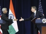 S Jaishankar-Antony Blinken Meeting: US Secretary of State Antony Blinken shakes hands with External Affairs Minister S Jaishankar, S Jaishankar-Antony Blinken Meeting: US Secretary of State Antony Blinken shakes hands with External Affairs Minister S Jaishankar,