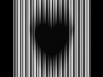 The image shows an illusionary expanding heart against a black and white vertical stripes background. (Best Illusion of the Year Contest) The image shows an illusionary expanding heart against a black and white vertical stripes background. (Best Illusion of the Year Contest)