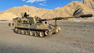 The K9 Vajra-T gun deployed in the Ladakh sector. (File) The K9 Vajra-T gun deployed in the Ladakh sector. (File)