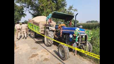 The arrest was part of ongoing campaign of Agra police against sand mafia after a video went viral of 13 sand laden tractor trollies crashed through the Saiyyan toll plaza earlier this month. (HT photo) The arrest was part of ongoing campaign of Agra police against sand mafia after a video went viral of 13 sand laden tractor trollies crashed through the Saiyyan toll plaza earlier this month. (HT photo)