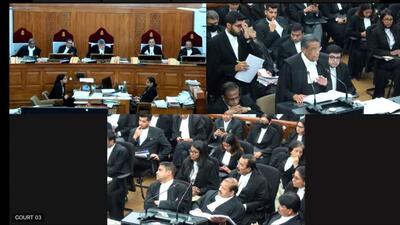 New Delhi, September 27: Scenes from a court inside the Supreme Court, where Constitution Bench hearings are now being live streamed, in New Delhi, on Tuesday, September 27, 2022. (HT Photo)