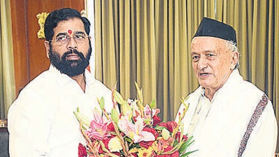 Mumbai, Sept 06 (ANI): Maharashtra CM Eknath Shinde calls on Governor Bhagat Singh Koshyari at Raj Bhavan, in Mumbai on Tuesday. (ANI Photo) (Deepak Salvi) Mumbai, Sept 06 (ANI): Maharashtra CM Eknath Shinde calls on Governor Bhagat Singh Koshyari at Raj Bhavan, in Mumbai on Tuesday. (ANI Photo) (Deepak Salvi)