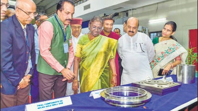 President Droupadi Murmu inaugurated the Integrated Cryogenic Engines Manufacturing Facility of Hindustan Aeronautics Limited, and laid the foundation stone for the Zonal Institute of Virology (South Zone) virtually, in Bengaluru on Tuesday. (PTI) President Droupadi Murmu inaugurated the Integrated Cryogenic Engines Manufacturing Facility of Hindustan Aeronautics Limited, and laid the foundation stone for the Zonal Institute of Virology (South Zone) virtually, in Bengaluru on Tuesday. (PTI)