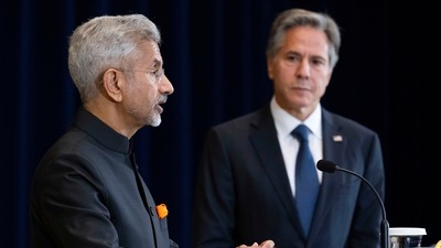 India's Foreign Minister Subrahmanyam Jaishankar speaks during a press conference with Secretary of State Antony Blinken at the State Department in Washington, Tuesday. (AP) India's Foreign Minister Subrahmanyam Jaishankar speaks during a press conference with Secretary of State Antony Blinken at the State Department in Washington, Tuesday. (AP)