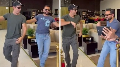 Hrithik Roshan shared a dance video with Saif Ali Khan on Instagram. Hrithik Roshan shared a dance video with Saif Ali Khan on Instagram.