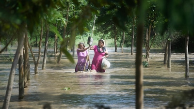 Announcements are being made to caution people about a further increase in the water level, Anil Banka said. (PTI) Announcements are being made to caution people about a further increase in the water level, Anil Banka said. (PTI)