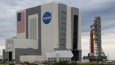 NASA's giant Artemis 1 moon rocket is rolled back to the Vehicle Assembly Building off its lauchpad, after postponing the much-anticipated mission a third time due to the arrival of Hurricane Ian and other technical problems. (REUTERS)