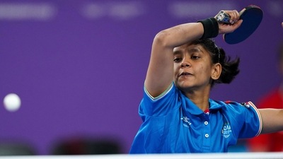India's Sreeja Akula in action (AP) India's Sreeja Akula in action (AP)