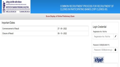 IBPS Clerk Prelims Result 2022: Score card released at ibps.in, check marks here IBPS Clerk Prelims Result 2022: Score card released at ibps.in, check marks here