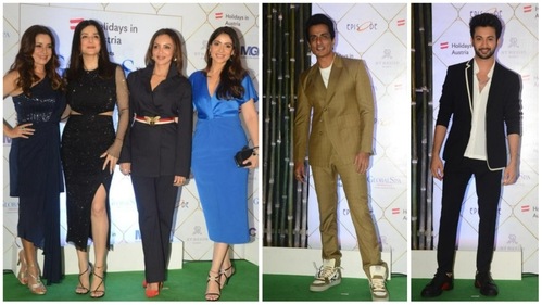 Neelam Kothari, Maheep Kapoor, Seema Sajdeh and Bhavana Pandey, Sonu Sood and The Sky Is Pink actor Rohit Saraf at the event. (Varinder Chawla) Neelam Kothari, Maheep Kapoor, Seema Sajdeh and Bhavana Pandey, Sonu Sood and The Sky Is Pink actor Rohit Saraf at the event. (Varinder Chawla)