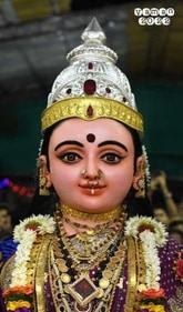 During the installation process, the goddess was seen in a vibrant purple saree and her silver crown, which was later switched to a gold one. (Daivaradhane (Facebook page)) During the installation process, the goddess was seen in a vibrant purple saree and her silver crown, which was later switched to a gold one. (Daivaradhane (Facebook page))