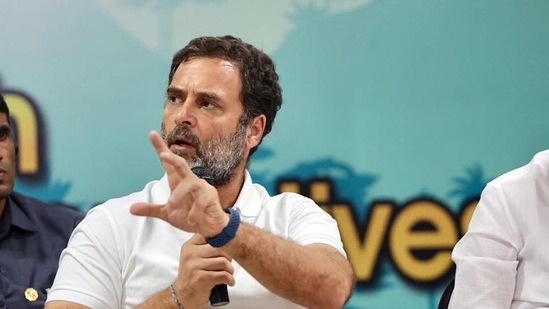 Palakkad, Sep 26 (ANI): Congress leader Rahul Gandhi interacts with the tribal community leaders during the party's 'Bharat Jodo Yatra', in Palakkad on Monday. (ANI Photo)(Congress Twitter)