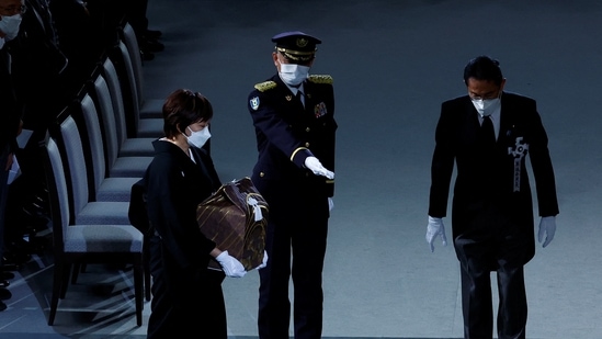 Akie Abe, wife of former Japanese Prime Minister Shinzo Abe, attends the state funeral.(Reuters)