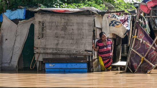 The authorities reported a discharge rate of around 96,000 cusecs at 7 am from the Hathnikund barrage in Haryana.(PTI)